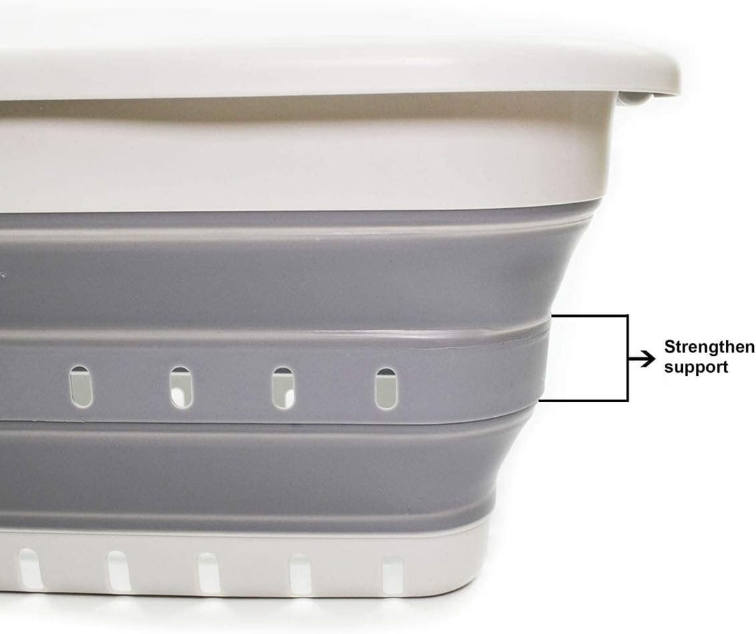 SAMMART 41L Collapsible 3 Handled Plastic Laundry Basket - Foldable Pop Up Storage Basket/Organizer