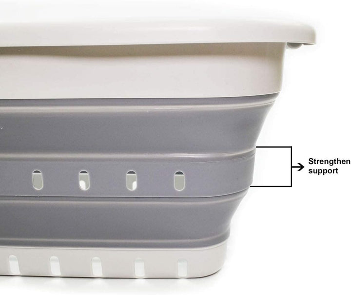 SAMMART 41L Collapsible 3 Handled Plastic Laundry Basket - Foldable Pop Up Storage Basket/Organizer