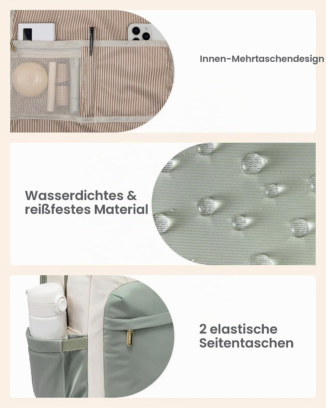 LOVEVOOK Rucksack Damen Gross, 17,3 Zoll Laptop Schultasche Mädchen mit Laptopfach, Wasserdicht Reis