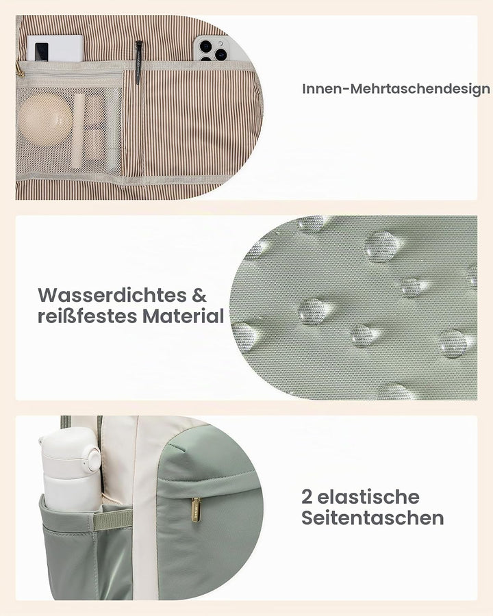 LOVEVOOK Rucksack Damen Gross, 17,3 Zoll Laptop Schultasche Mädchen mit Laptopfach, Wasserdicht Reis