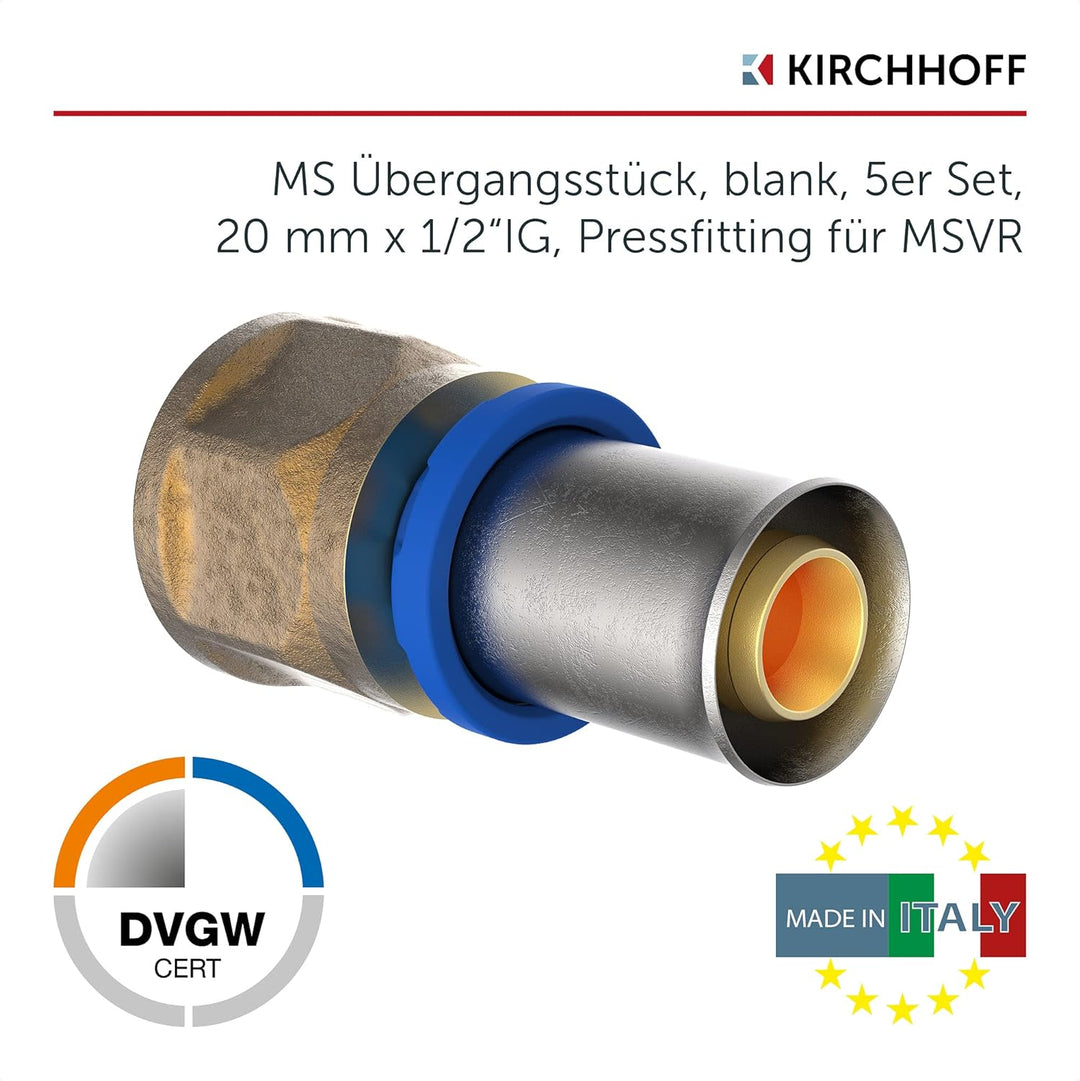 KIRCHHOFF | MSVR Rohr | 5er Set | Pressfitting 20 mm x 1/2" | Aluverbundrohr | für Heizung | Fussbod