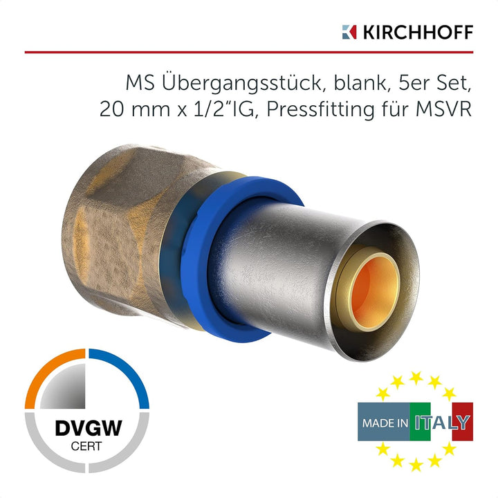 KIRCHHOFF | MSVR Rohr | 5er Set | Pressfitting 20 mm x 1/2" | Aluverbundrohr | für Heizung | Fussbod