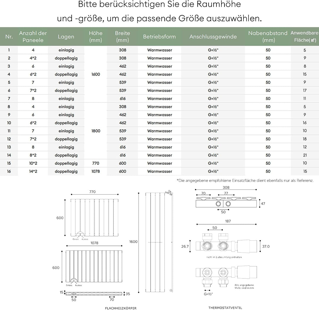 Mai &amp; Mai Badheizkörper flach 180x61cm Heizkörper in Weiss 180x61cm Weiss | Einlagig, 180x61cm Weiss