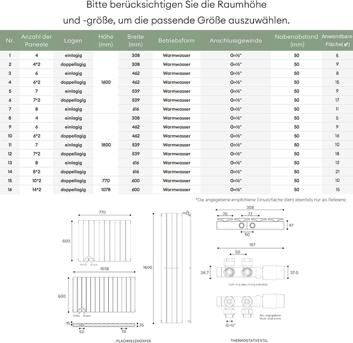 Mai &amp; Mai Badheizkörper flach 180x61cm Heizkörper in Weiss 180x61cm Weiss | Einlagig, 180x61cm Weiss