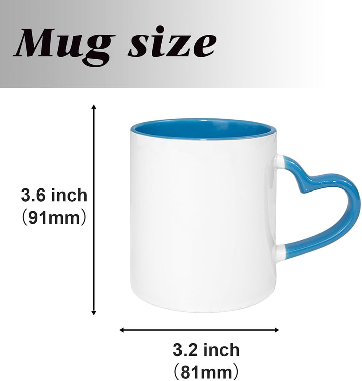 MR.R Sublimationsbecher aus Keramik, leer, für Spülmaschine, klassischer Becher mit blauem Innenbech