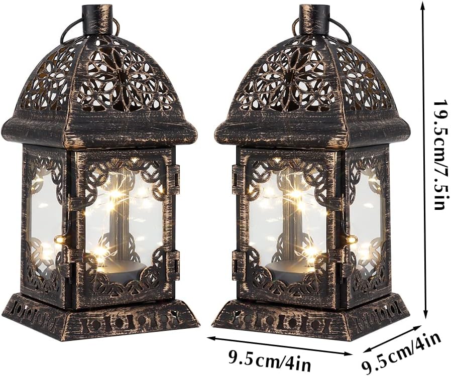 TRIROCKS 2 Stück Hängende Kerze Laterne 28cm Hoch Metall Klein Laterne Dekorative Kerzenhalter mit G