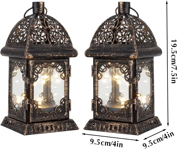 TRIROCKS 2 Stück Hängende Kerze Laterne 28cm Hoch Metall Klein Laterne Dekorative Kerzenhalter mit G