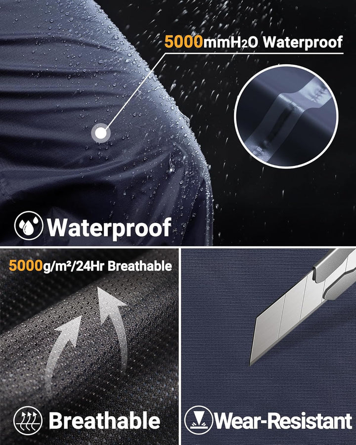 33,000ft Regenhose Herren Wasserdicht Full Zip Wanderhose, Atmungsaktiv 2-Lagen Überziehhose Fahrrad