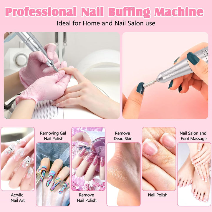 Elektrische Nagelfräser-45000 U/Min,12 in 1 Fräser Nägel Professioneller Set, LCD-Display,Verstellba