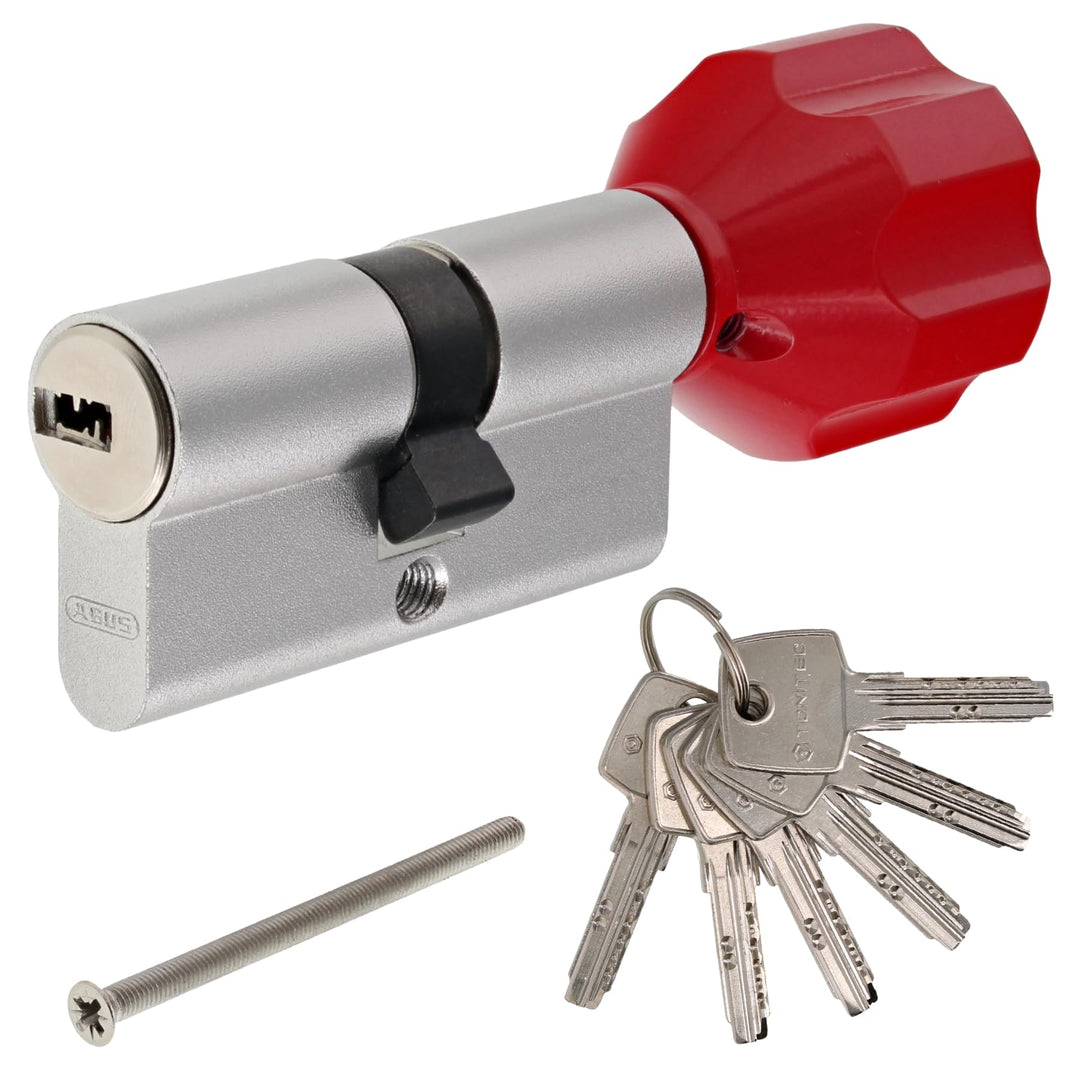 ToniTec Knaufzylinder TEC440 by ABUS Schliesszylinder mit EasyTurn grosser Knauf rot Zylinderschloss