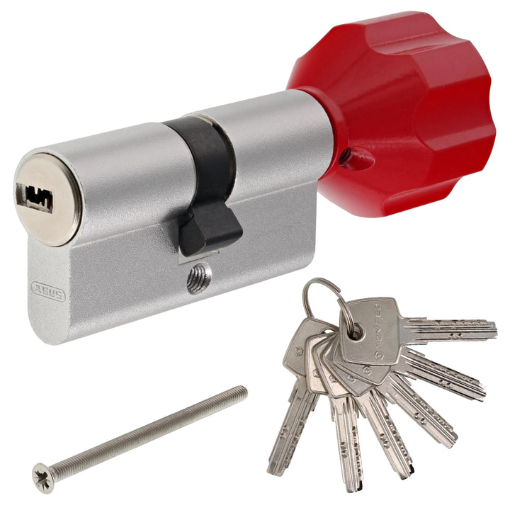 ToniTec Knaufzylinder TEC440 by ABUS Schliesszylinder mit EasyTurn grosser Knauf rot Zylinderschloss