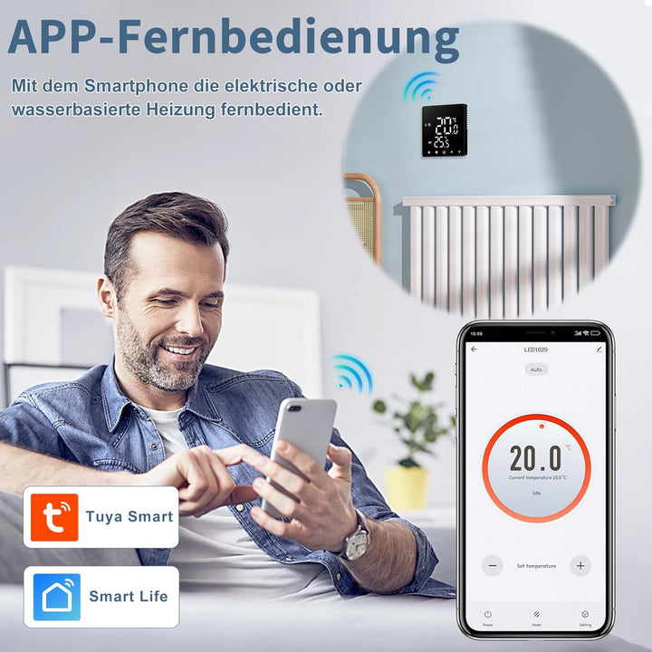 CNBINGO Smart Thermostat Unterputz mit Fühler, Digitaler Raumthermostat für Elektrische Heizung, kom