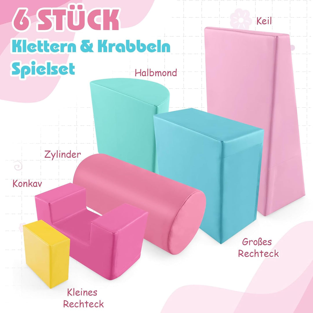 COSTWAY 6 STK. Schaumstoffbausteine, Riesenbausteine zum Toben und Klettern, Softbausteine aus Schau