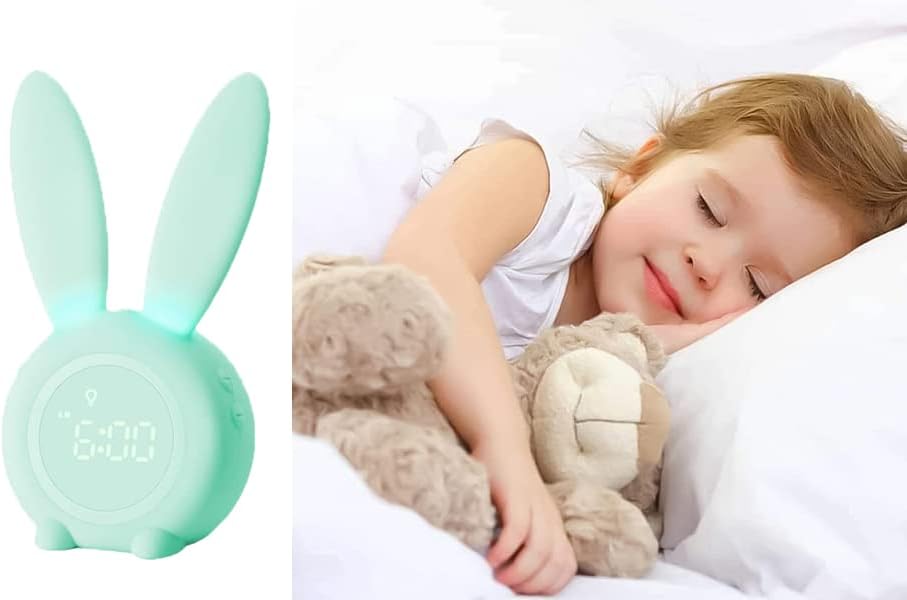 Kinder Lichtwecker Hasen Wecker Uhr Kinderwecker Rabbit Alarm Clock Wake Up Light Kreative Lampe Nac