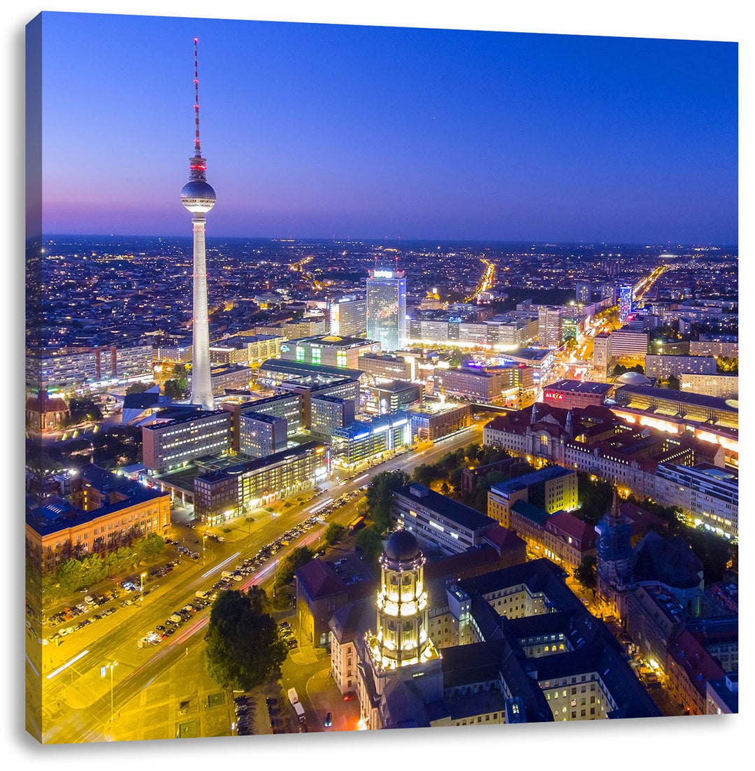 Berlin City Panorama, Format: 70x70 als Leinwandbild, tolle Bilder fertig auf Holzrahmen gespannt, K