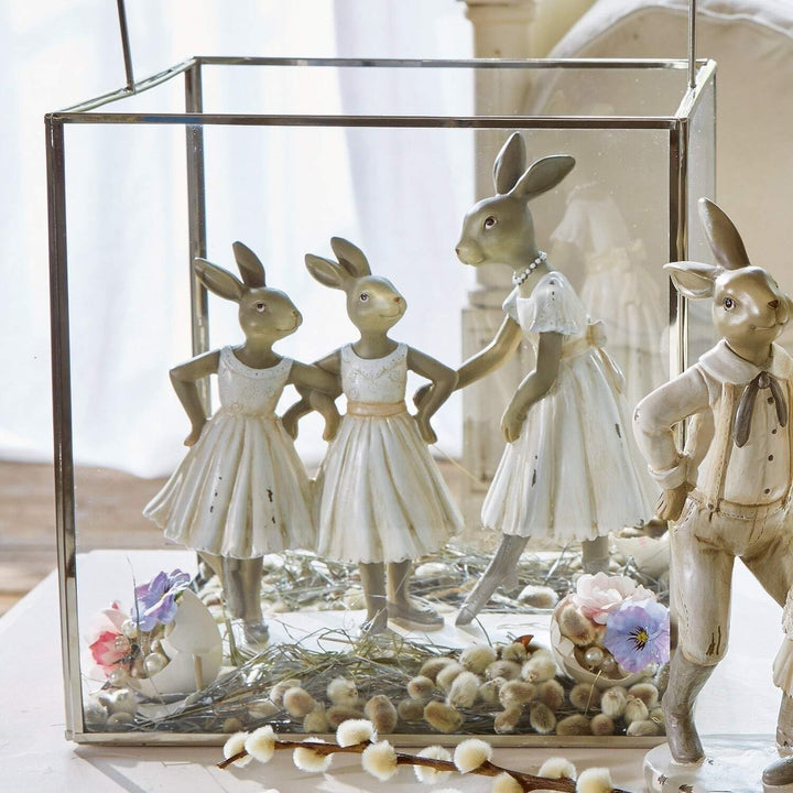Loberon® Hasen Danseuses, liebevoll handbemalt, Zauberhafte Hasenfamilie, Osterhasen, Osterfiguren,