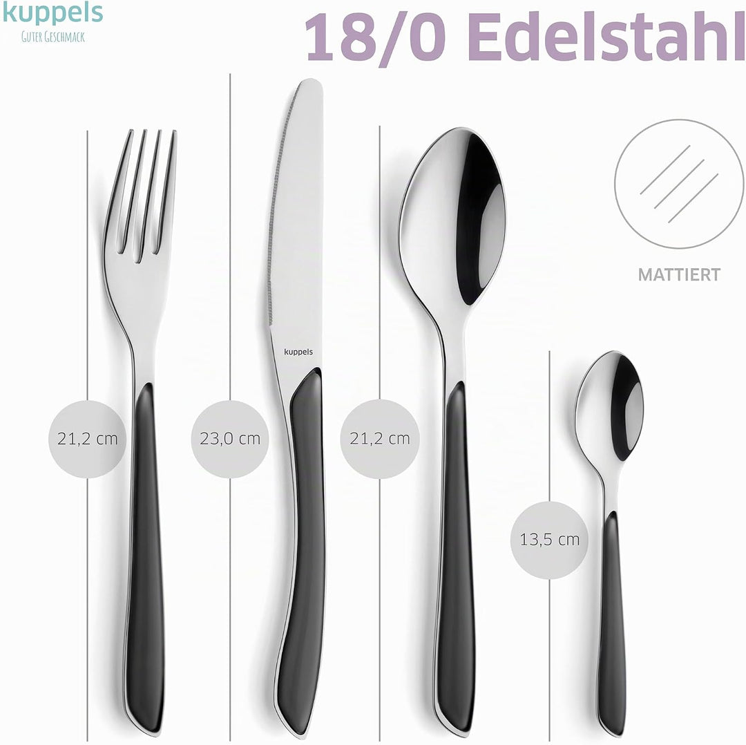 Kuppels PRISMA Besteck Set aus Edelstahl matt, Essbesteck 44-teilig, für 6 Personen, hochwertige Kun