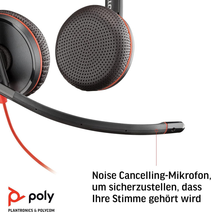 Plantronics – Blackwire 3225, kabelgebundenes USB-C-Headset – Zwei-Ohr Headset (Stereo) mit Mikrofon