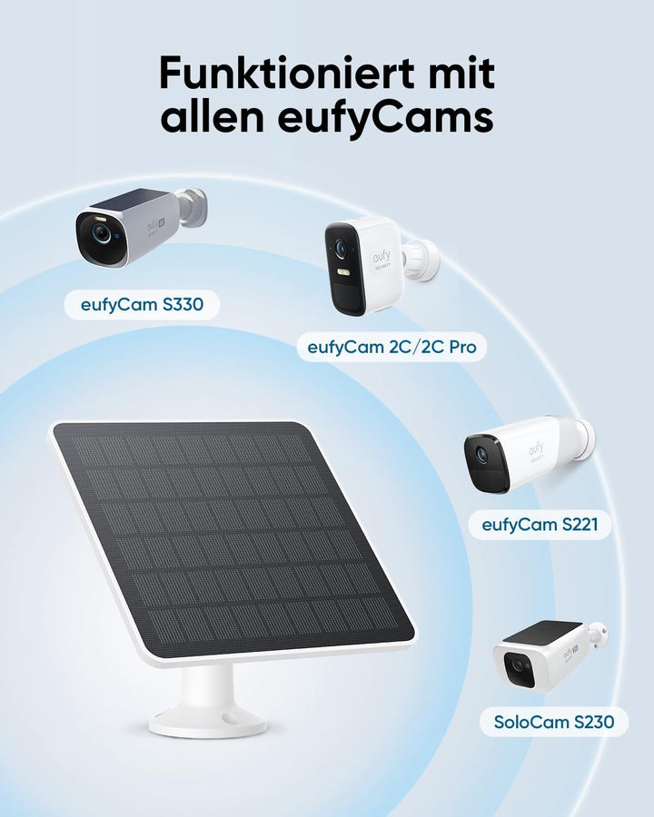 eufy Security Solarpanel (3W) Kompatibel mit eufyCam, Kontinuierliche Stromversorgung, IP65 wetterfe