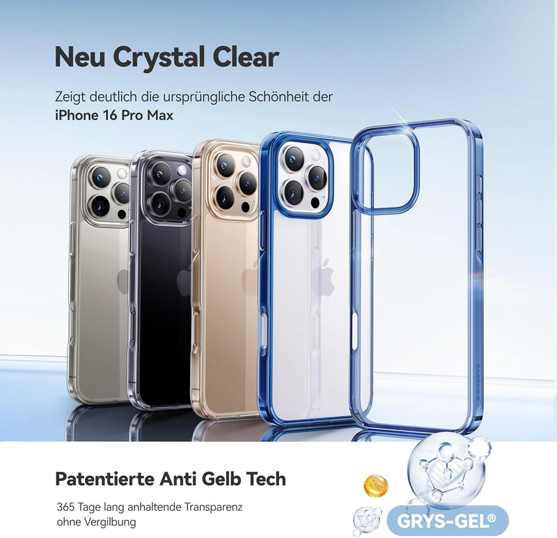 CASEKOO 2024 Neu Crystal Clear Speziell für iPhone 16 Pro Max Hülle [Nie Vergilbung] [Unzerstörbarer