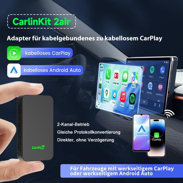 Carlinkit 5.0 2air CarPlay Wireless und Android Auto Wireless 2 in 1 Adapter,Automatische Verbindung