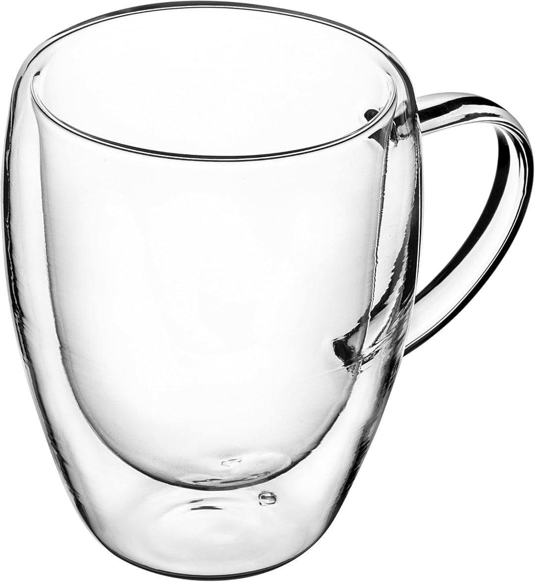 KADAX doppelwandige Glas Tasse, Glas mit Griff, 270ml, Trinkglas für Saft, Tee, Kaffee, Drink, Wasse