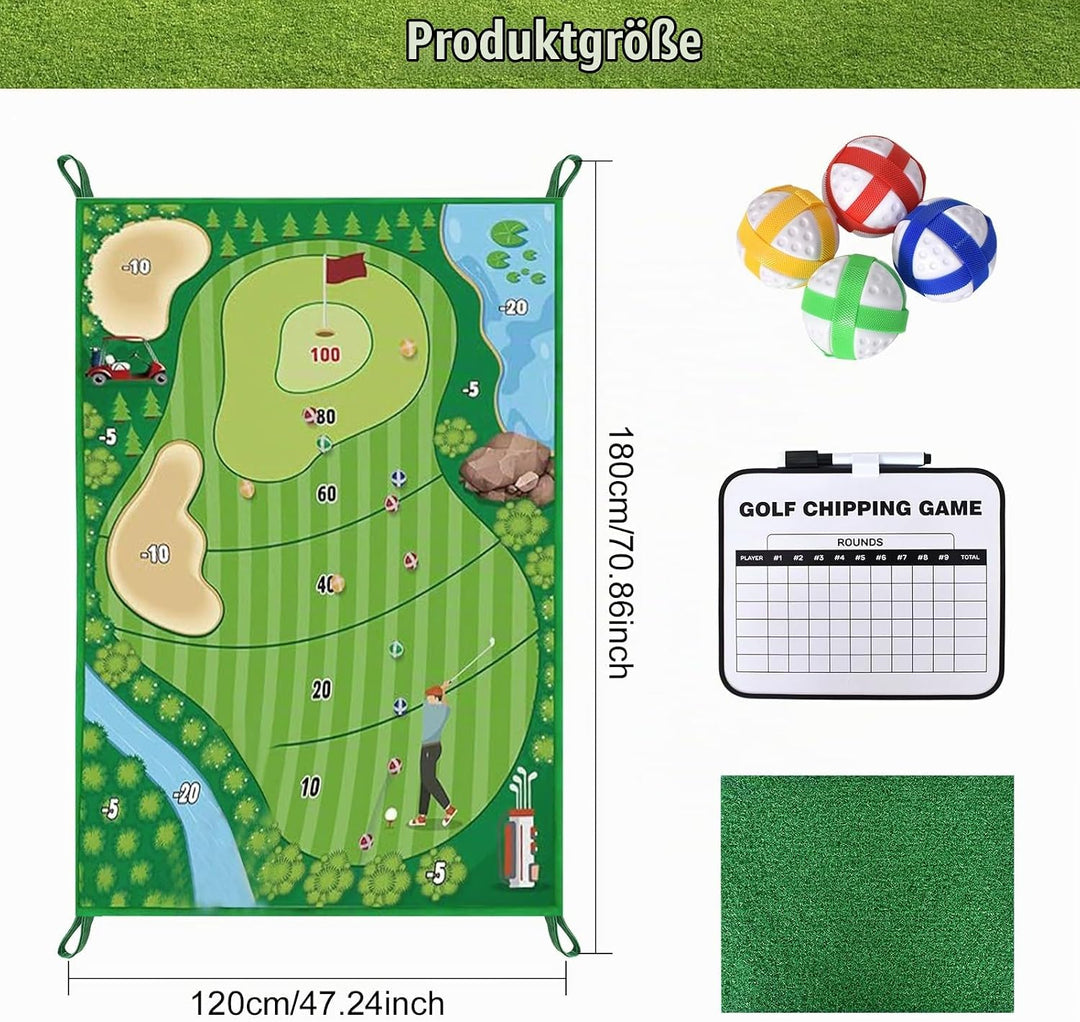 Golf Trainingsmatte Set, Golfspielset mit 16 Golfbällen und Scoreboard, Schlagmatte für Indoor und O