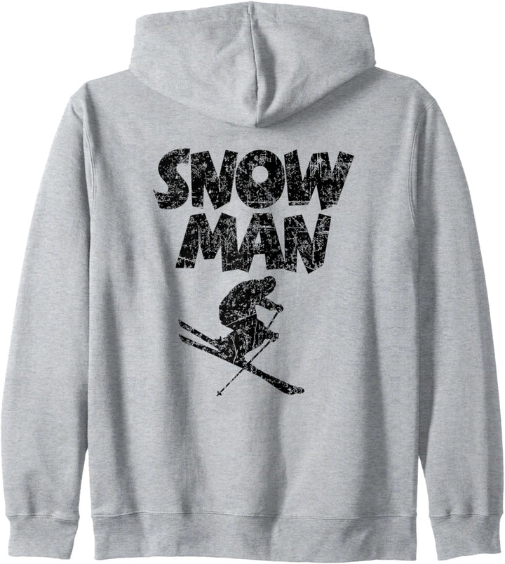 Snow Man (Vintage Schwarz) Ski Skifahrer Kapuzenjacke