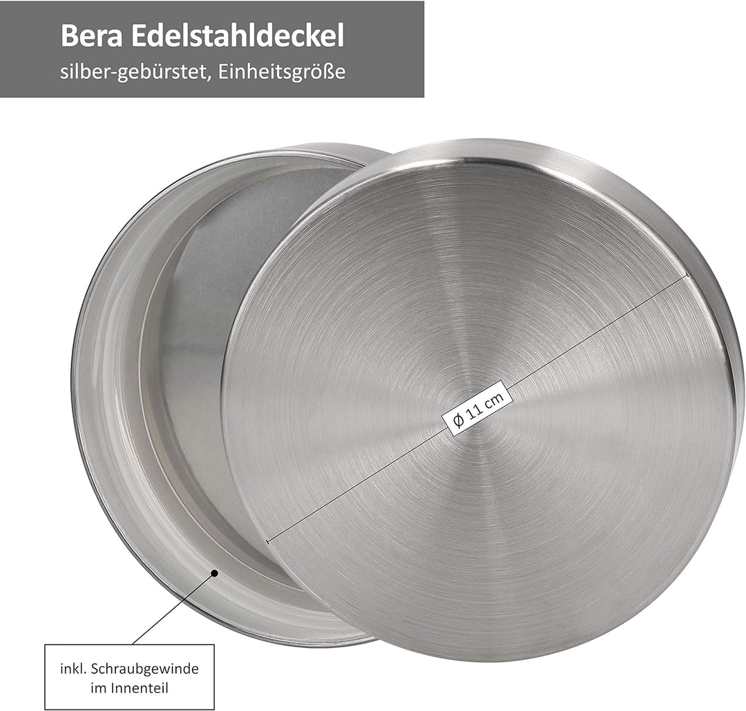 MamboCat Vorratsgläser Set Bera 6-tlg. mit Edelstahldeckel I befüllbare Glasdosen Ø 11 cm 0,8L + 1,2