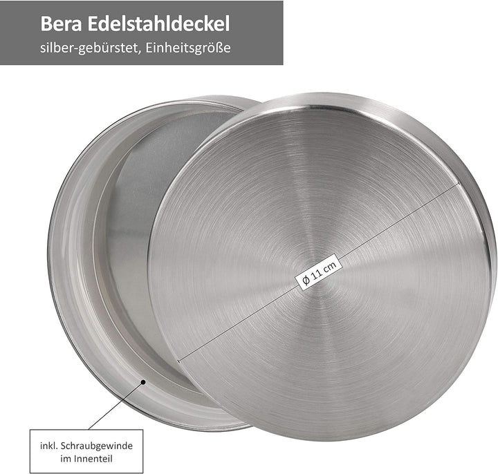 MamboCat Vorratsgläser Set Bera 6-tlg. mit Edelstahldeckel I befüllbare Glasdosen Ø 11 cm 0,8L + 1,2