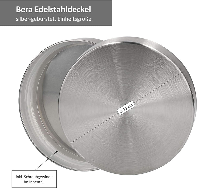 MamboCat Vorratsgläser Set Bera 6-tlg. mit Edelstahldeckel I befüllbare Glasdosen Ø 11 cm 0,8L + 1,2