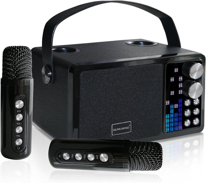 Karaoke Maschine,Karaoke Anlage mit 2 Mikrofonen, Karaoke Box mit 7 Stimmeffekten, Karaoke Set Lauts
