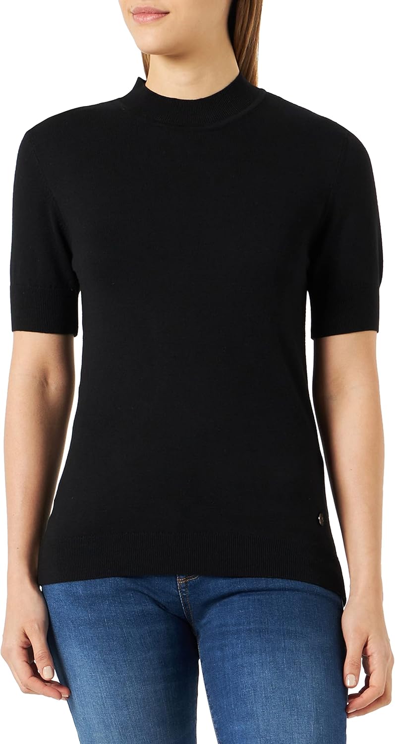 Tamaris Damen ASOLO Feminin ausgeschnittenes Langarmshirt T-Shirt 40 Black Beauty, 40 Black Beauty