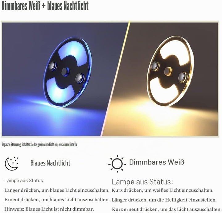 Obeaming 4 x 12V LED Deckenleuchte Wohnmobil Boot Dimmbar Panel Rund Leuchte 75mm 235lm Zwei Farbe (