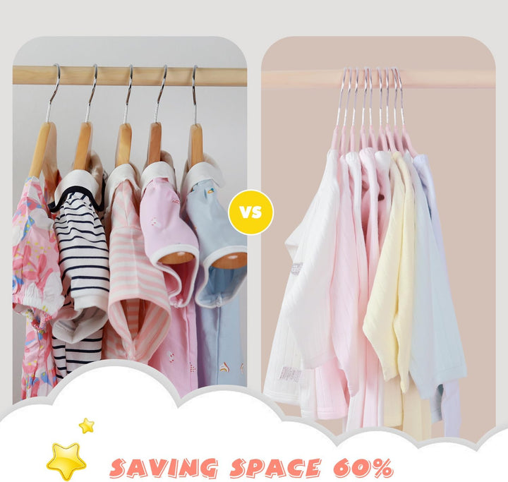 Mangokit Baby Samt Kleiderbügel 50 Pack, Anti-Rutsch-Kinder Kleiderbügel, platzsparende Baby rosa Kl