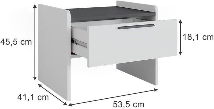 Vicco Esszimmerbank Roman, Weiss/Anthrazit, 53.5 x 41.1 cm mit 1 Schublade Weiss Hocker mit 1 Schubl