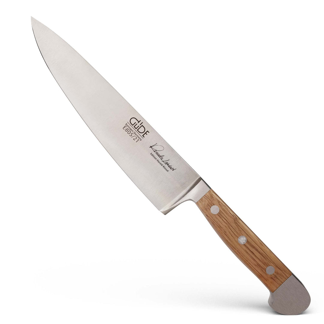 Güde Alpha-Eiche Serie Klingenlänge: 21 cm Fasseichenholz Kochmesser, Chromstahl, E805/21, Kochmesse