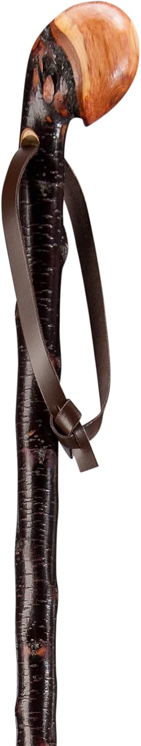 Gehstock Wanderstock Schwarzdorn-Wurzelstock rindenecht mit Lederschlaufe 105 cm (1er Pack), 105 cm