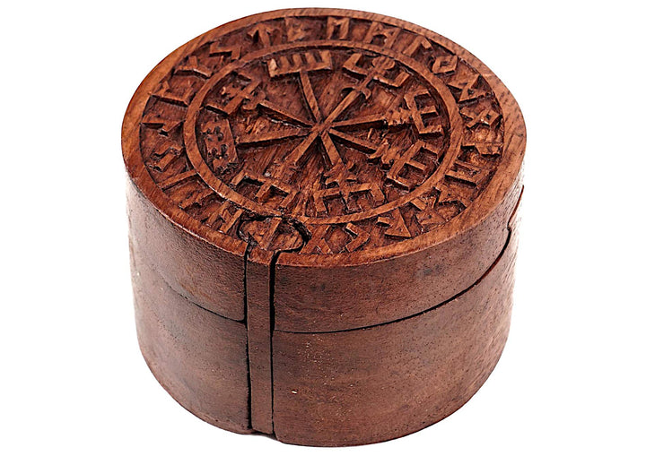 Windalf Vikings Schmuckdose COMPA Ø 9 cm Wikinger Kompass Vegvisir Schmuckschatulle Geschenkbox Hand