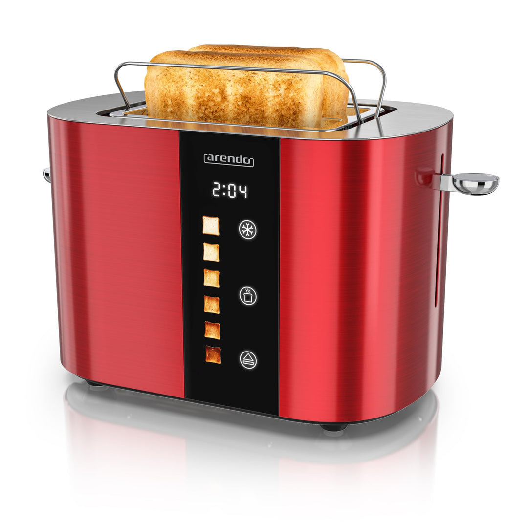 Arendo - Edelstahl Toaster 2 Scheiben - Touchscreen – Doppelwandgehäuse – 800 W – Integrierter Brötc