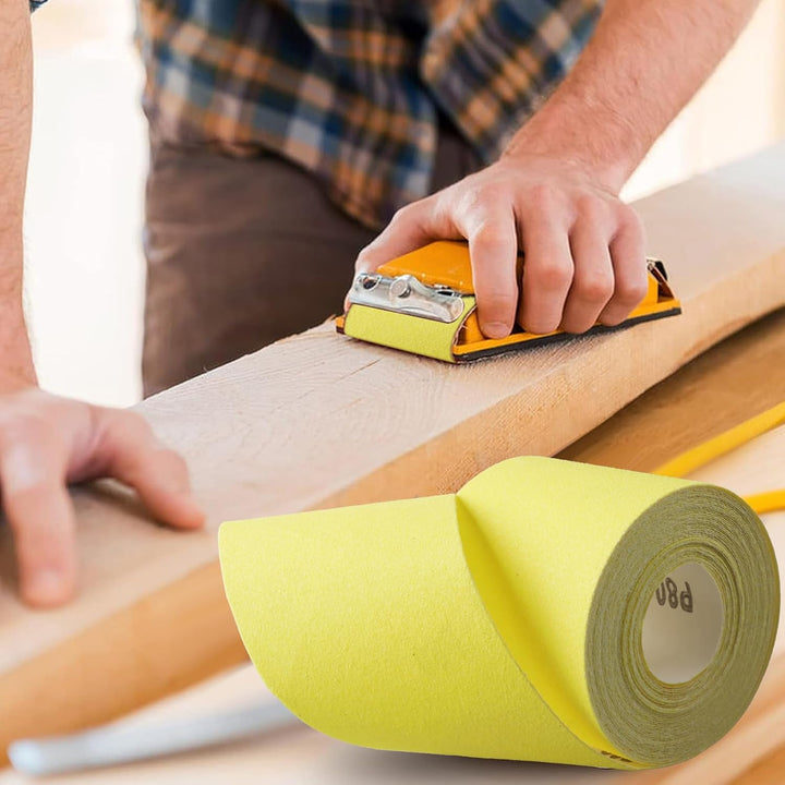 Shineboc Schleifpapier Rolle Gelbe, 93 mm x 10 m Schleifpapier Quarzsand-Trockenschleifpapier für Ha