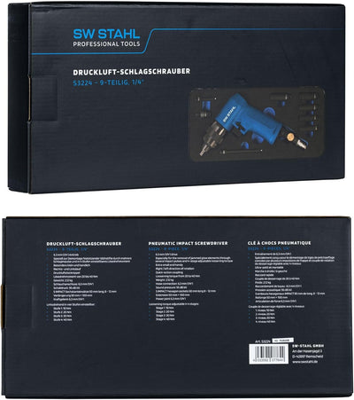 SW-Stahl S3224 Druckluft-Schlagschrauber Set I 1/4 Zoll I 9-teilig I Speziell für Glühkerzen I Druck