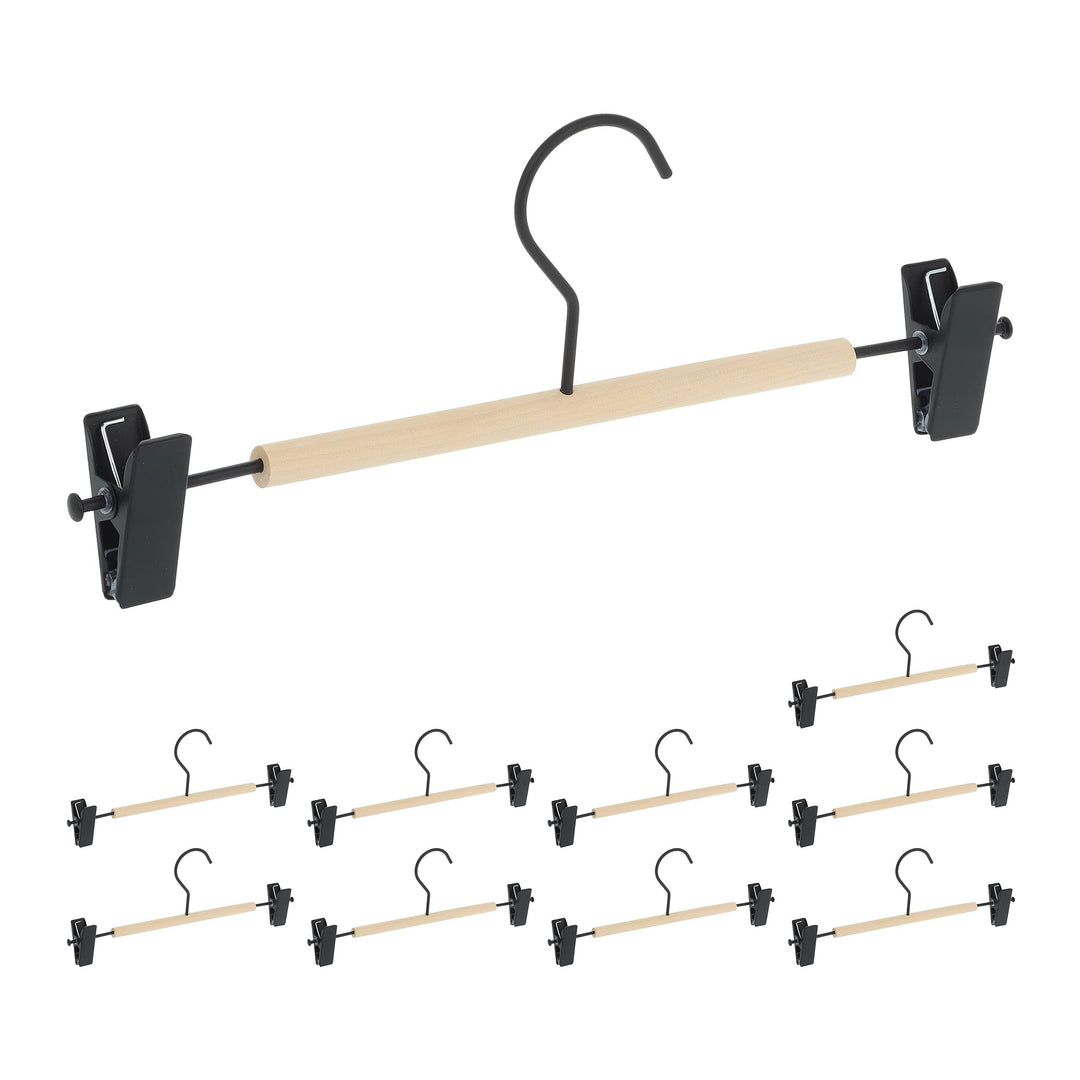 Relaxdays Hosenbügel 10er Set, verstellbare Clips, Spannbügel für Röcke &amp; Hosen, HBT: 11,5 x 30,5 x