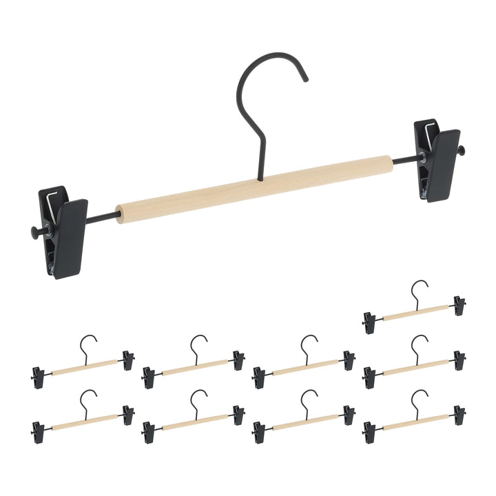 Relaxdays Hosenbügel 10er Set, verstellbare Clips, Spannbügel für Röcke &amp; Hosen, HBT: 11,5 x 30,5 x