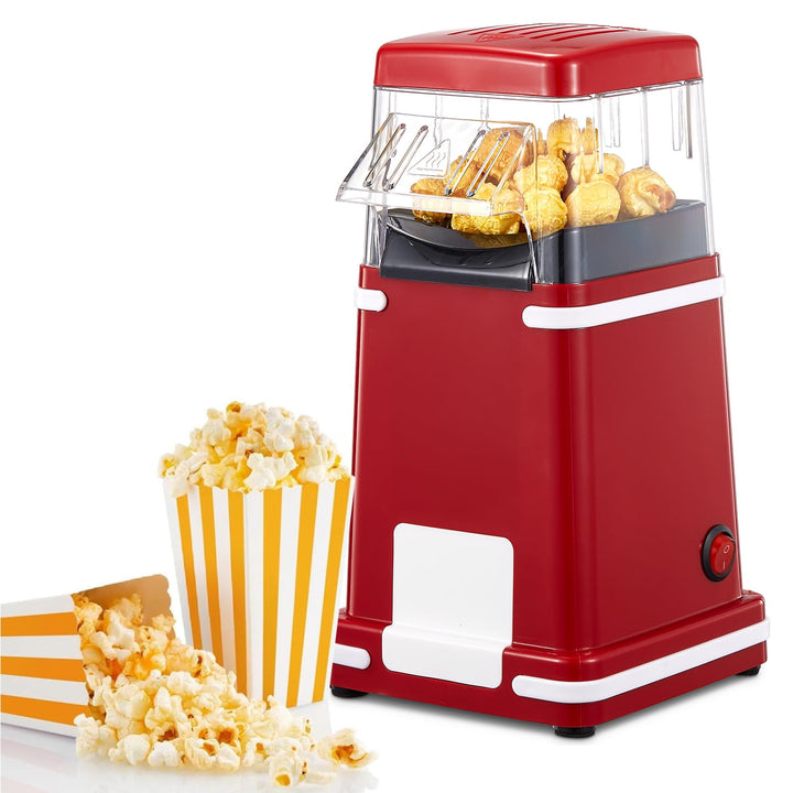 VINATO Popcornmaschine, 1200W Popcornmaschine Heissluft, Ölfreie Technologie, Tragbar Popcorn Maker