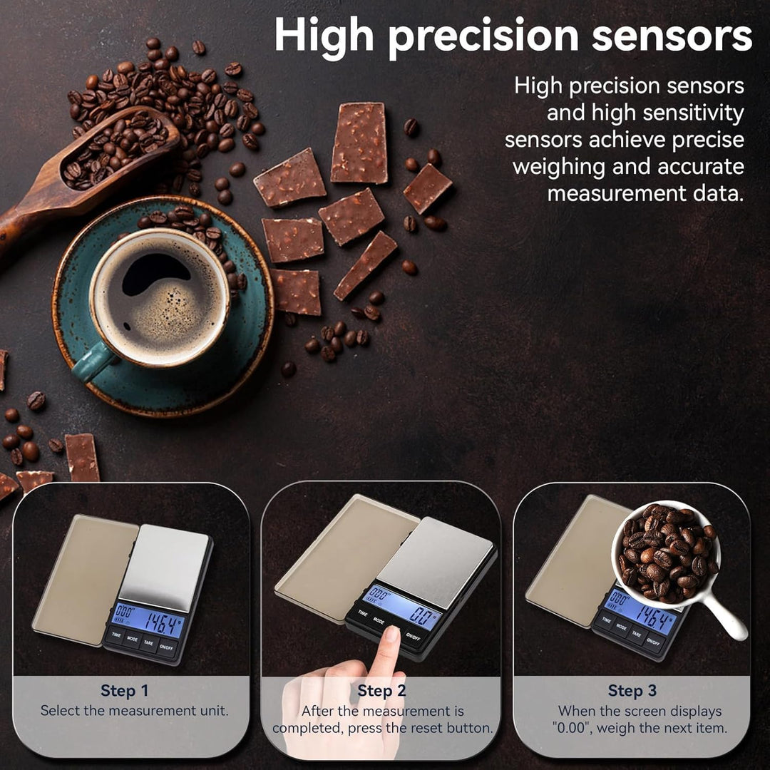 Cyrank Espresso-Kaffeewaage Mit Timer, Tropfkaffeewaage, Espresso Waage, Kleine Taschen-Kaffeewaage,