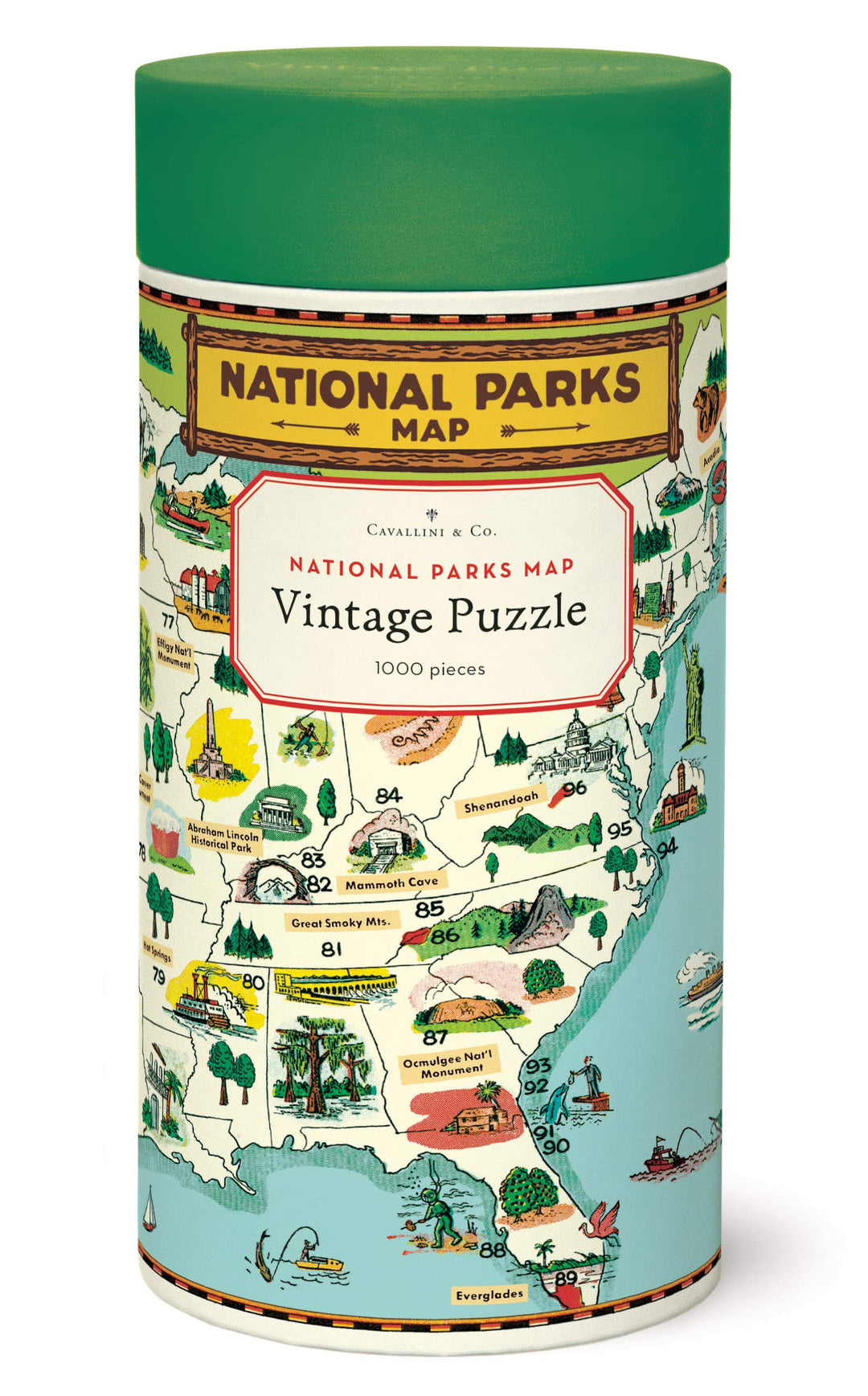 Cavallini Papers & Co. National Parks Map Puzzle, 1.000 Teile, Mehrfarbig