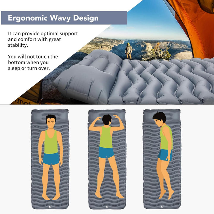 Unigear Camping Isomatte Kleines Packmass, Aufblasbare Luftmatratze Camping, Schlafmatte für Outdoor