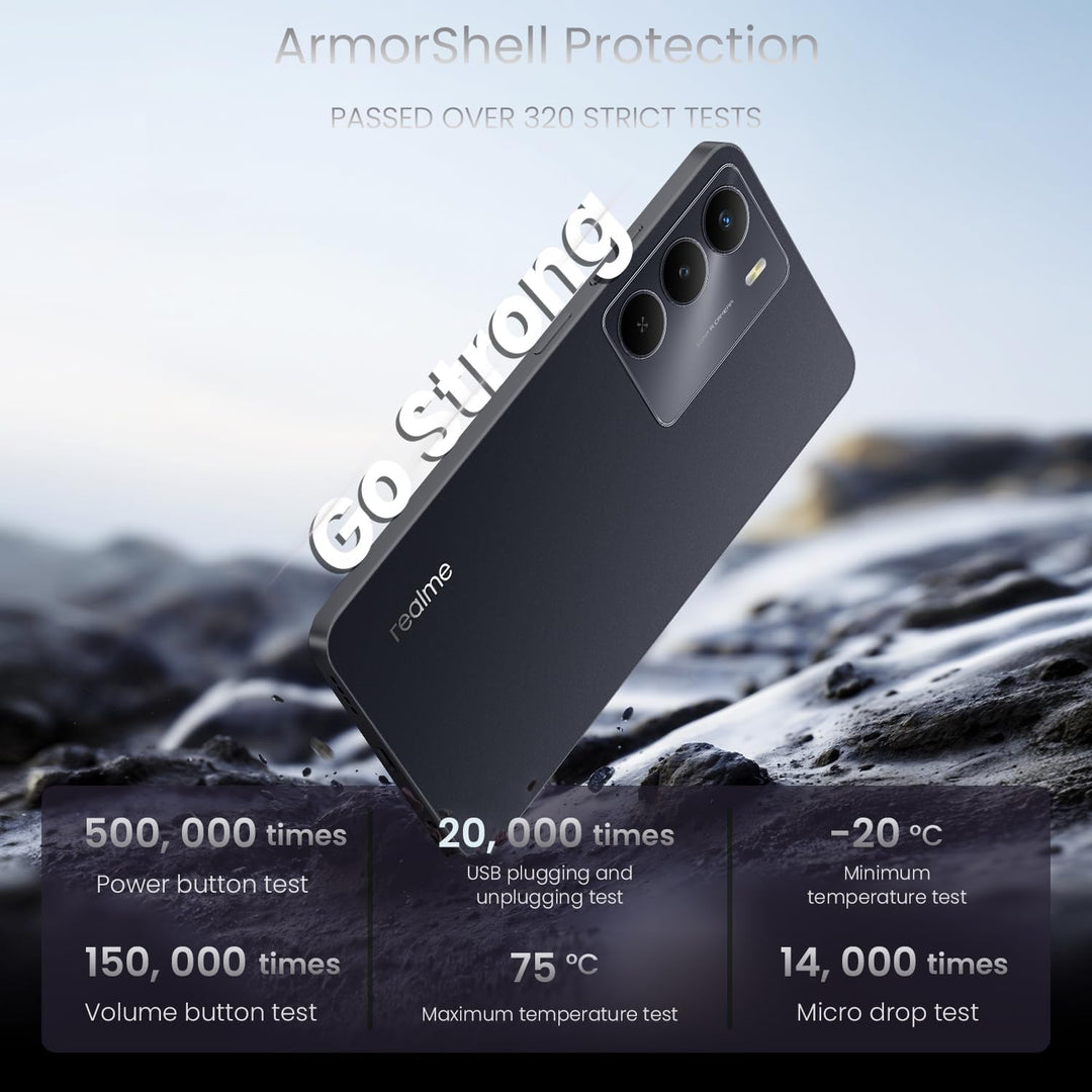 realme 14x 5G Smartphone 6+128GB, Carbon Black, 6.67 Zoll Bildschirm, 120Hz Display, 5000mAh Akku, 5