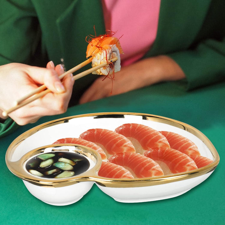 Happyyami Vorspeisenteller Dumpling Bowl Kn? Teller Teller mit Sauce- Fach Keramik Teller Dumplings